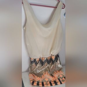 As U Wish womens sequin cocktail dress SZ L Excellent condition cream color